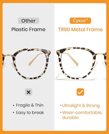 Cyxus 3 Pack Blue Light Glasses for Women, Blue Light Blocking Computer Eyeglasses for Woman Anti Eye Fatigue Eyewear Reduce Headaches
