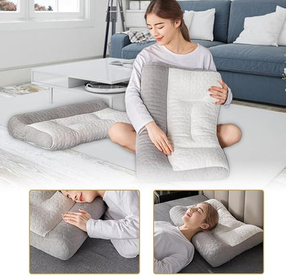 Orthopedic Deep Sleep Pillow - New Sleep Apnea & Ergonomic Pillow for Neck, Shoulder & Side, Back, Stomach Sleepers (Light White)