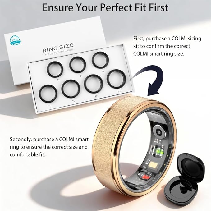 R10 Smart Ring, Smart Health Ring for Women, Features Heart Rate, Blood Oxygen, Sleep Monitoring, Pedometer, and Fitness Tracker, No Subscription Fee. (Rose Gold, 8#)