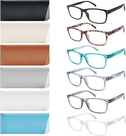 SIGVAN 6 Pack Reading Glasses for Women Men Blue Light Blocking, Spring Hinge Anti Eyestrain Glare Computer Readers (6 Mix-7, 2.75)