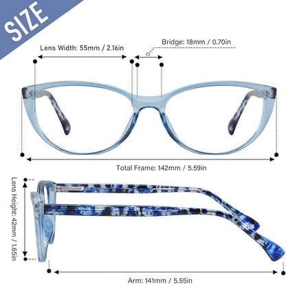Przene 4 Pack Blue Light Blocking Reading Glasses,Readers for Women and Men with Spring Hinge