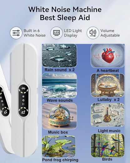 Under Pillow Speakers for Sleeping Bluetooth, Bone Conduction Technology, 3D White Noise Generator, Volume Control & Sleep Timer, Side Sleeper Friendly
