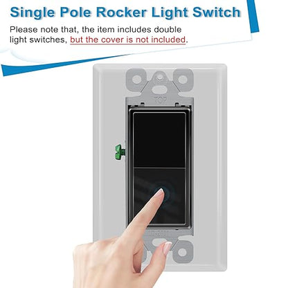 Greencycle Black Single Pole Rocker Light Switch,40PCS Paddle Light Switch 15 Amp,Sp Switches White,120V-277V AC,On/Off Wall Switches, Residential/Commercial Grade,Home & Office,UL/CUL