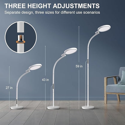 Light Therapy Lamp, LED Sunlight Lamp, 10000 Lux Full Spectrum Happy Therapy Lamp, Floor andDesklamp with 5 Brightness & 5 Color Temperatures, 3 Heights for Apartment/Office/Home