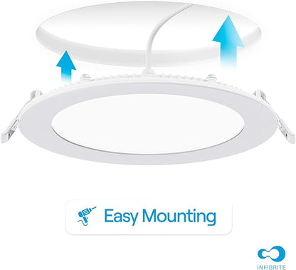 INFIBRITE 6 Inch 3CCT Selectable 12W 1050LM Thin LED Ceiling Light Kit, Dimmable, Wet Rated
