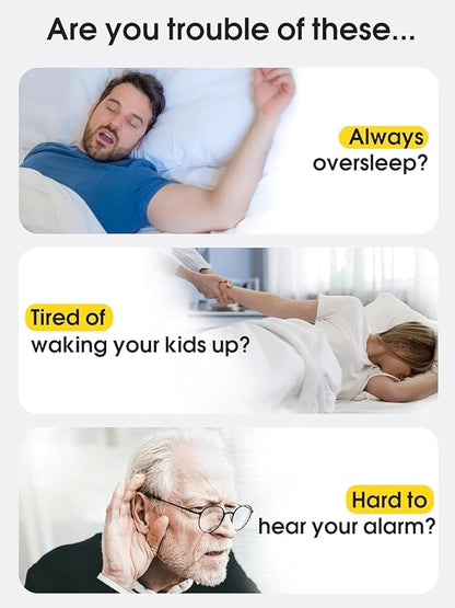 Roxicosly Vibrating Alarm Clock for Heavy Sleepers, Super Strong Adjustable Vibration Bed Shaker Clock Under Pillow for Hearing Impaired Deaf, Cordless, Small, USB Rechargeable for Travel
