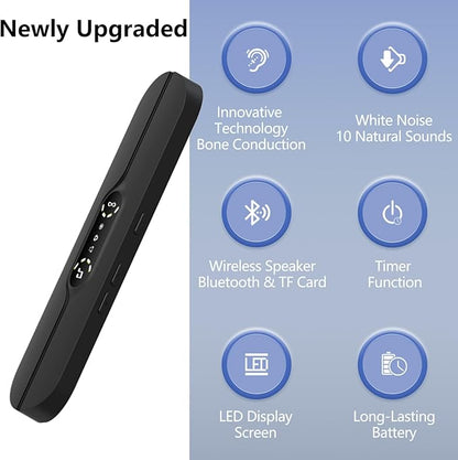 Hesond Pillow Speaker Bone Conduction Stereo Bluetooth Wireless Music Mini Portable Sleep Headphones Bar Sleep Speaker with LED Display White Noise Timer for Side Sleepers Supports TF Card (White)