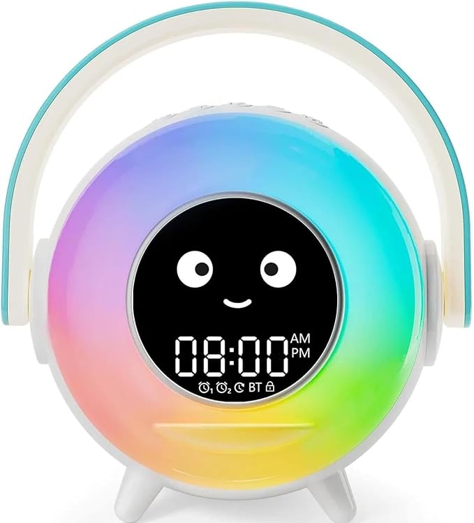 LOVME Kids Alarm Clock, Ready to Rise Sleep Training Clock with Night Lights, Sound Machine, Ok to Wake Clock for Kids, Gift Ideas for Toddler Boy Girl