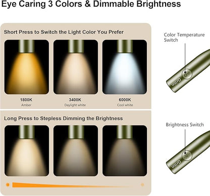 Gritin LED Neck Reading Light,Book Light for Reading in Bed-Eye Caring 3 Colors, Dimmable Brightness, Bendable Arms, 80+Hrs Runtime, Neck Round Design, Lightweight for Crafting, Knitting-Deep Green