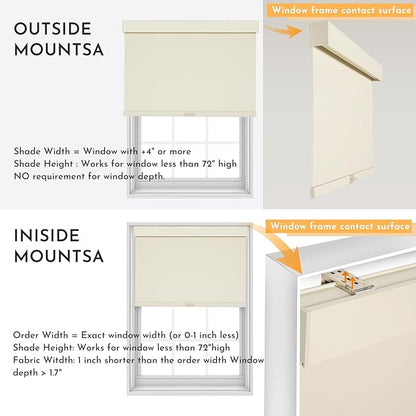 Persilux Blackout Roller Blinds for Indoor Windows, Cordless Roller Shades with Valance, Thermal Insulated Fabric Window Shades & Blinds, UV Protection Shades for Home and Bedroom (Beige,34"W x 64"H)