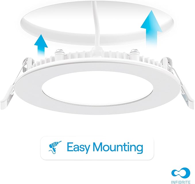 INFIBRITE 4 Inch 2700K Soft White 9W 750LM Thin LED Ceiling Light Kit, Dimmable, Wet Rated