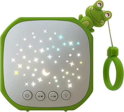 White Noise Sound Machine Baby with Star Projector | Portable Sleep Music Sound with Hook for Nursery, Bedroom, Travel, Infant, The Best Gift for Baby (Frog)