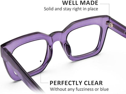 AQWANO Stylish Oversized Reading Glasses for Women Fashion Designer Readers Blue Light Square Computer Glasses