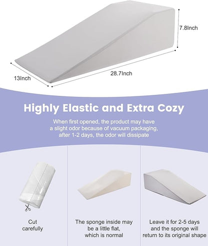 Leg Elevation Pillows for After Surgery, 7.8Inch Height Foam Wedge Knee Surgery Recovery Equipment, Knee Replacement Recovery Aids for Hip Ankle Pain Relief, Single Leg Suppoort Wedge