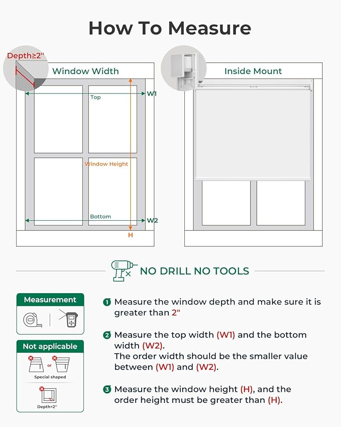 Allesin No Drill Motorized Roller Blinds with Remote Control for Windows, Blackout Automatic Smart Shades, Powered Electric Blind (Custom Size and Color)