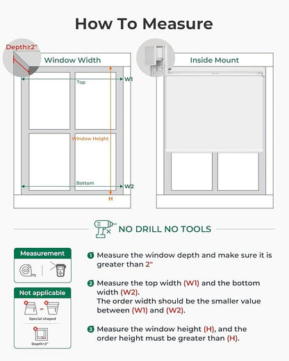 Allesin No Drill Motorized Roller Blinds with Remote Control for Windows, Blackout Automatic Smart Shades, Powered Electric Blind (Custom Size and Color)