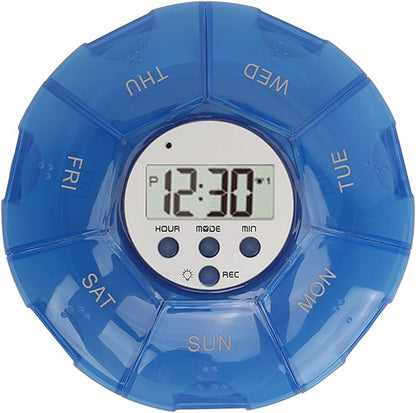 Case with Alarm, Weekly Medicines Setting Up Voice Reminders with Recording Playback Function 7 Day Medication Times Dispenser The Elderly Blind Person