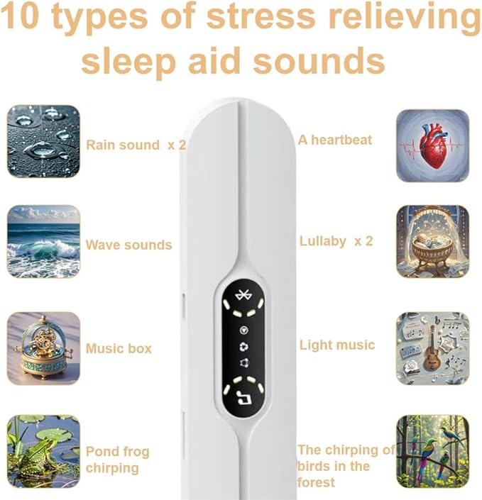 Pillow Speaker for Sleeping, Mini Bone Conduction Portable Sleep Aid with Stereo Bass, Bluetooth Sleep Bar for Deep Sleeping with White Noise, with Volume Control-Supports TF Function