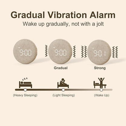REACHER Travel Vibrating Alarm Clock for Heavy Sleepers Adults, Silent, Dual Alarm Clock, Compact Under Pillow Bed Shaker, Rechargeable Battery Operated, Small, Portable