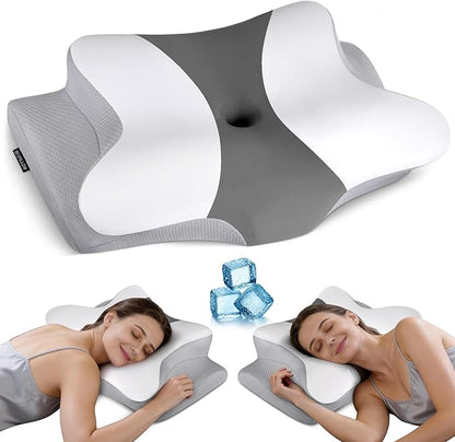 Cervical Neck Pillow for Pain Relief - Ergonomic Pillow Side Sleeper Pillow for Sleeping, Orthopedic Bed Pillow Neck Support Pillow, Contour Memory Foam Pillows for Side Back Stomach Sleepers