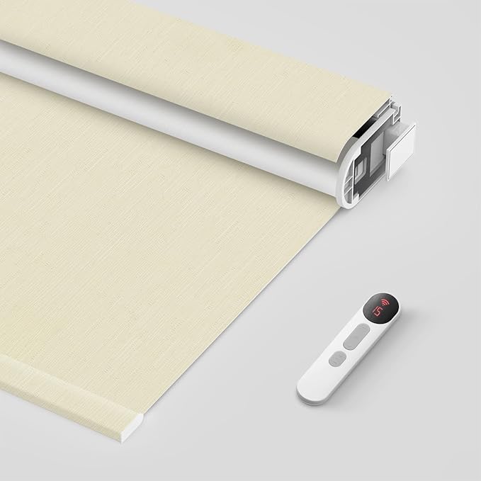 Bringnox No Drill Motorized Blinds with Remote,Blackout Windows,with Apple Homekit,Alexa,Google, with App,Voice Control Custom Size