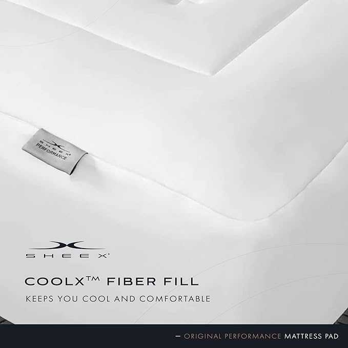 SHEEX Original Performance Cooling Mattress Pad, Ultra-Soft Full Mattress Topper, Deep Pocket Design Fits Mattresses up to 16 Inches, Bright White