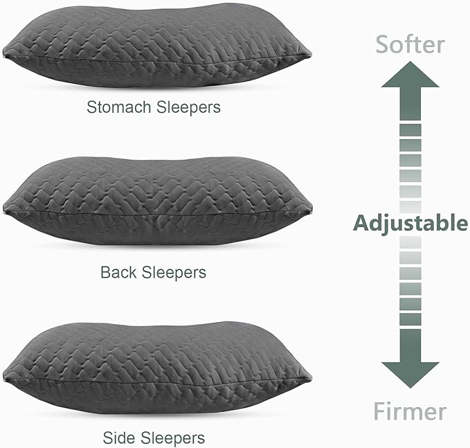 Side Sleeper Pillow for Neck and Shoulder Reilef, Ergonomic Design Medium Firm Pillow, 2 Packs Bed Pillows for Sleeping, Cross Cut Memory Foam Pillows for Back, Stomach and Side Sleepers