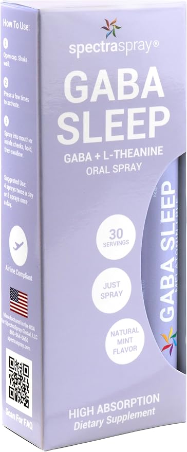 Melatonin Free GABA Sleep Support Spray Supplement 2 Pack -Vegan, Natural & Effective Oral Spray with GABA, L-Theanine, 5 HTP, & Herbal Blend. Non-GMO, No Melatonin, 60 Day Supply