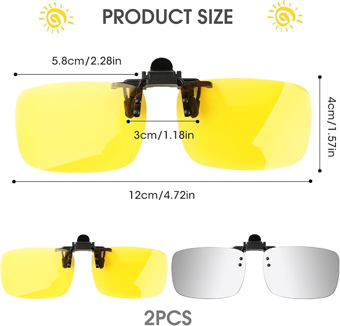 Clip on Polarized Night Vision Driving Glasses Flip up Sunglasses UV-400 to Wear Over Glasses for Night Driving