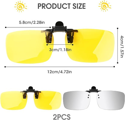 Clip on Polarized Night Vision Driving Glasses Flip up Sunglasses UV-400 to Wear Over Glasses for Night Driving