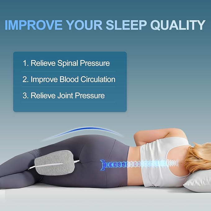 Knee and Leg Memory Foam Pillow for Side Sleepers, Ergonomic Support for Back, Hips, Knees, Joints, Nerves and Muscle Discomfort Relief (Gray)