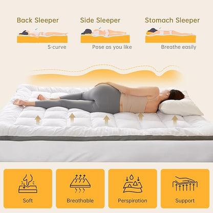 SAPHREAS 3 Inch Memory Foam Mattress Topper King Size with 8-20 inches Stretchable Pockets, Soft Pillow Top Mattress Pad for Back Pain Relief with Breathable Air Mesh Sides