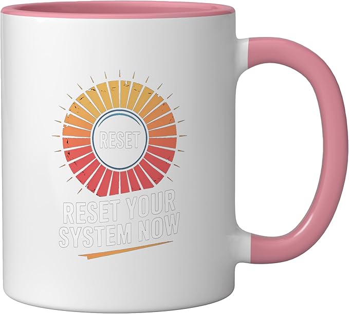 Relaxation Breathing Vagus Nerve Stimulation, Stress Relief Ceramic Mug, Pink/White