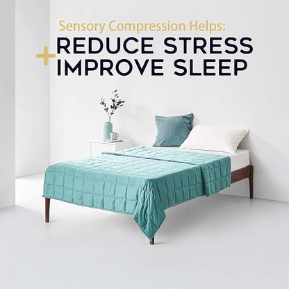 YnM Cooling Weighted Blanket, Oeko-Tex Certified Material with Premium Glass Beads (Sea Grass, 80''x87'' 30lbs), 140~240lb Persons Sharing Use on Queen/King Bed | A Duvet Included