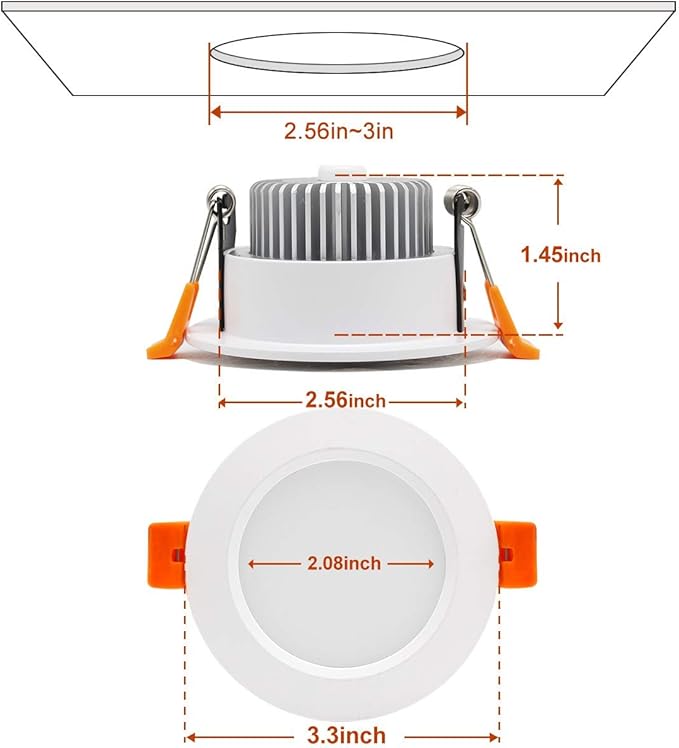 YGS-Tech 3 Inch LED Recessed Lighting, Dimmable Downlight 5W(40W Halogen Equivalent), CRI80, 2700K Ultra Warm White, Ceiling Light with LED Driver(10 Pack)