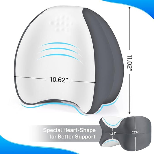 Knee Pillow for Side Sleepers, Leg Pillow with Cooling Cover, Memory Foam Leg Pillow for Side Sleeping, Heart-Shape Cushion for Hip, Back & Sciatica Pain Relief, Grey