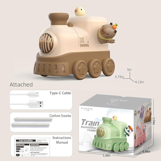 Portable Mini Humidifier,300ml USB Desktop Personal Cool Mist Small Humidifiers,2 Mist Modes,Auto Shut-Off,Mute for Bedroom/Home/Nursery/Office,Cute Mini Humidifier With Night Light (Brown)