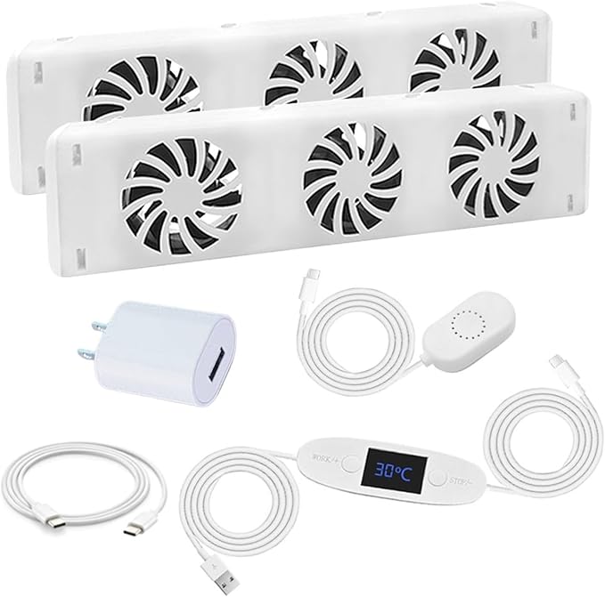 Smart Radiator Fan Booster, Magnetic Temperature Sensor, Automatic On/Off Temperature Sensor, Thermostat and Temperature Display, 20DB Quiet Operation Fits 50-120cm Radiators