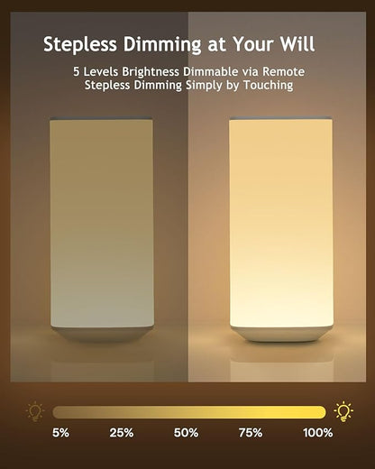 Bedside Table Lamp Touch & Remote 3 Modes & 256 RGB Colors, Touch Night Light for Kids with Warm White Lights Dimmable, Nursery Night Light Timer for Bedroom Living Room Outdoor Camping