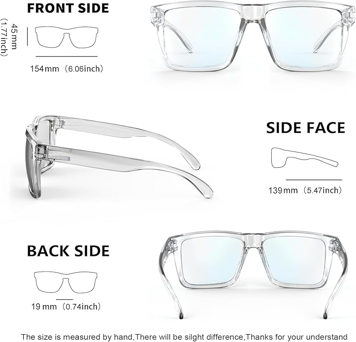 MAXJULI Blue Light Glasses XXL Size Double Extra Large Z87 for Big Wide Heads Men 8228