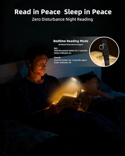 Book Lights for Reading at Night,Reading Lights,AAA Battery Clip-On Led Reading Light with 3 Colors & Stepless Dimming,Portable and Ultra-Lightweight with Long Runtime(Black)