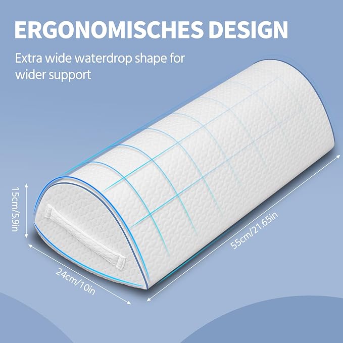 Pozico Leg Pillow for Side Sleeping - Ergonomic Memory Foam Knee Pillow - Leg Positioning Pillow for Knee, Back & Hip - Washable Cover and Handle