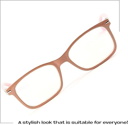 Readerest Blue Light Blocking Glasses – Thin Reflective Lens, Anti-Glare Computer Eyeglasses, UV Protection, Eye Strain Relief (Beige/Pink, 2.0 Magnification)