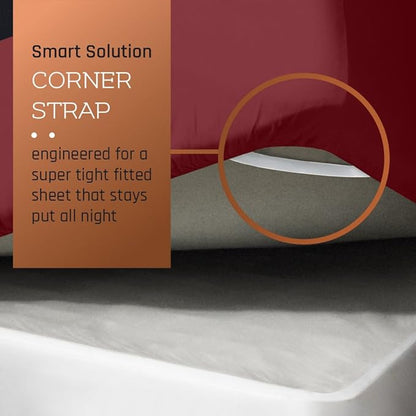 Empyrean 2 Pack King Fitted Sheets - Deep Pocket, Fits 14-16 Inch Mattress, Ultra Soft Microfiber, Fade & Wrinkle Resistant, Shrinkproof, Durable Sheets, Burgundy Red