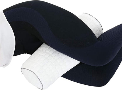Kingnex Bolster Roll Pillow for Sleeping on Back or Side Under Knee to Relief Lower Back Pain Between Legs for Side Sleepers Cylinder Pillow with Removable Cooling Cover 18x6
