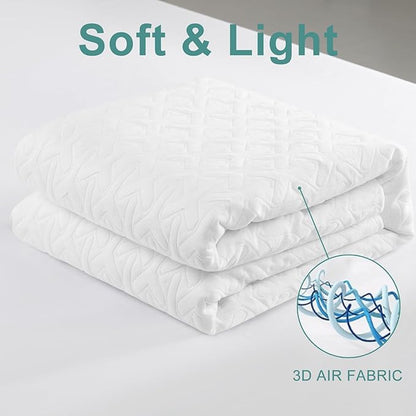 MERITLIFE Premium Waterproof Twin XL Size Mattress Protector Noiseless College Dorm Room Bed 4D Mattress Cover Extra Long Single Cooling Breathable Soft Washable (White,Twin XL 39"x80")