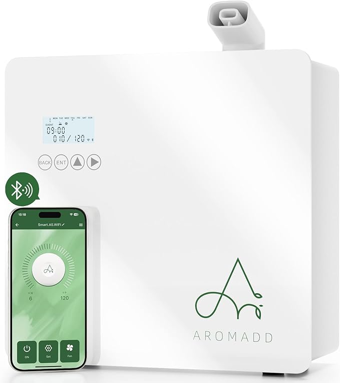 2025 Upgraded 3500 Sq.Ft Smart Scent Machine - HVAC System, Whole House Aroma & Hotel Collection Diffuser, Waterless Essential Oil Diffuser for Home, Office, 600ML Capacity, Cold Air Tech (White)
