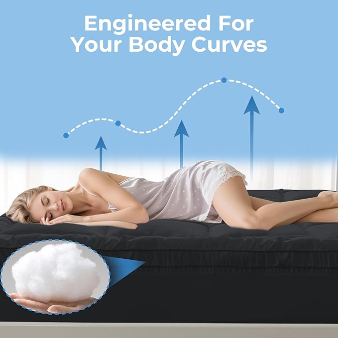 YUGYVOB Queen Mattress Topper - 800GSM Extra Thick Cooling & Breathable Mattress Pad with Deep Pocket 8"-21" & Soft Down Alternative Filling, Grey