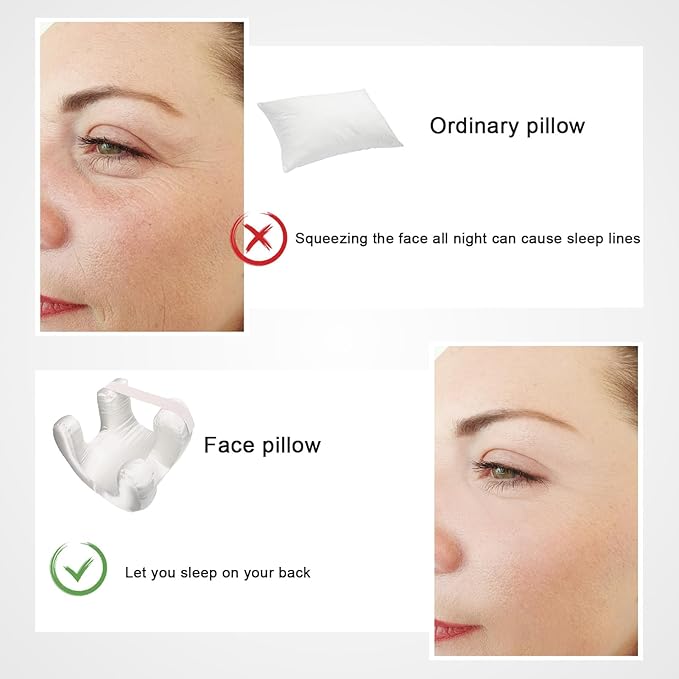 Memory Foam Face Pillow, Ergonomic Design, Silk Fabric Beauty Pillow for Back Sleep Training Pillow, Memory Foam Support, Soft Cushioning, Suitable for Comfortable Sleep (White)