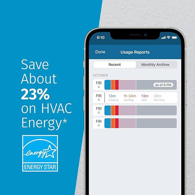 Sensi Lite Smart Thermostat, Programmable, WiFi, Easy DIY, Works With Alexa, ENERGY STAR Certified, ST25, Most Systems C-Wire Not Required, C-Wire needed with Heat/Cool Only & Heat Pump System – Black